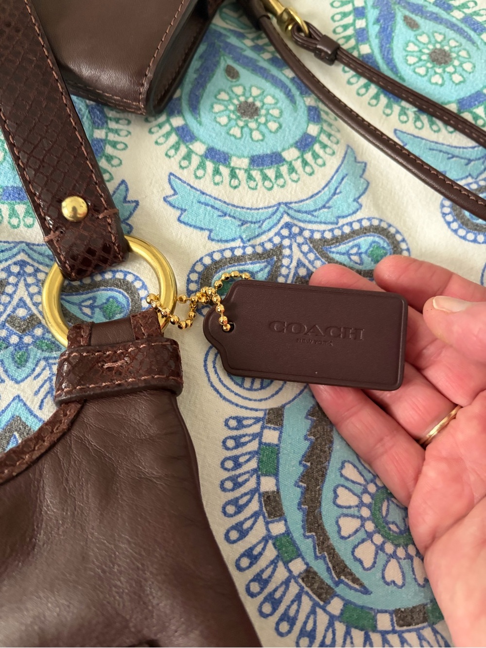 Coach Penelope Leather Crossbody and Wristlet with snakeskin trim - Picture 5 of 8